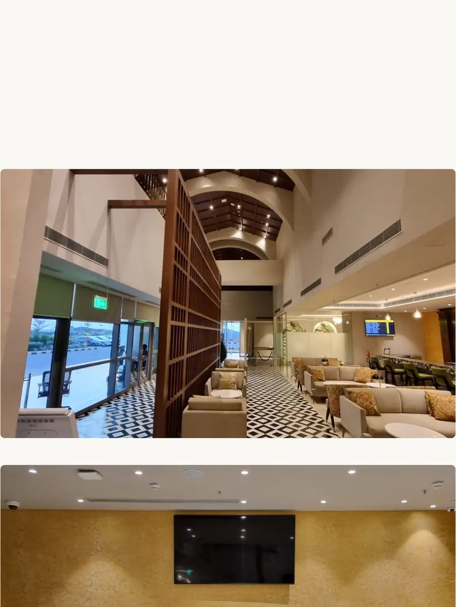 Privée Lounge entrance with timber slat screen