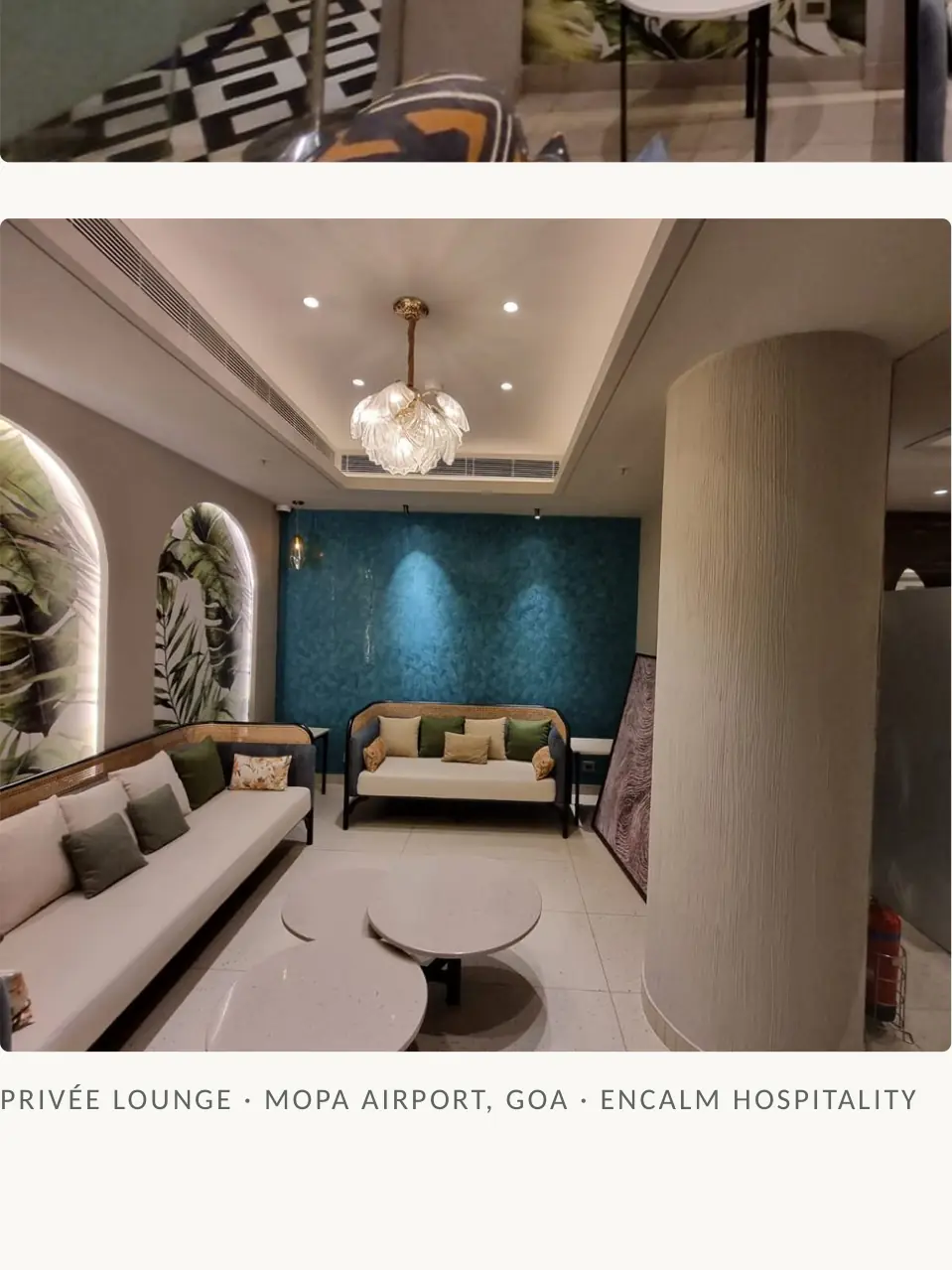 Privée Lounge lounge seating with teal accent wall